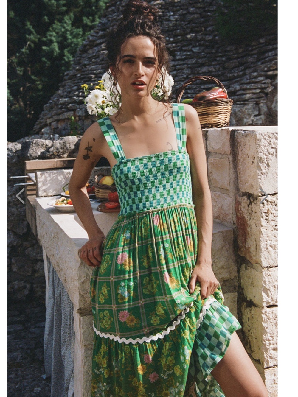 Spell "Flora" Strappy Maxi Dress featuring a vibrant green floral print Size XS - Picture 2 of 10